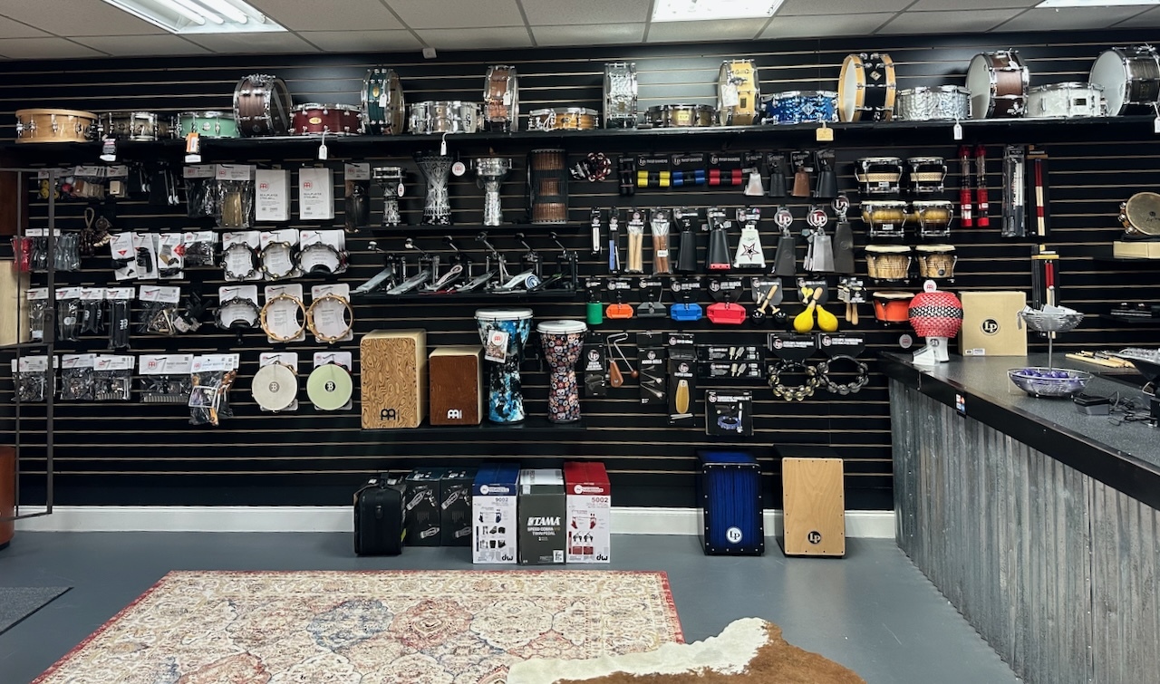 Cymbal display at Dallas Percussion