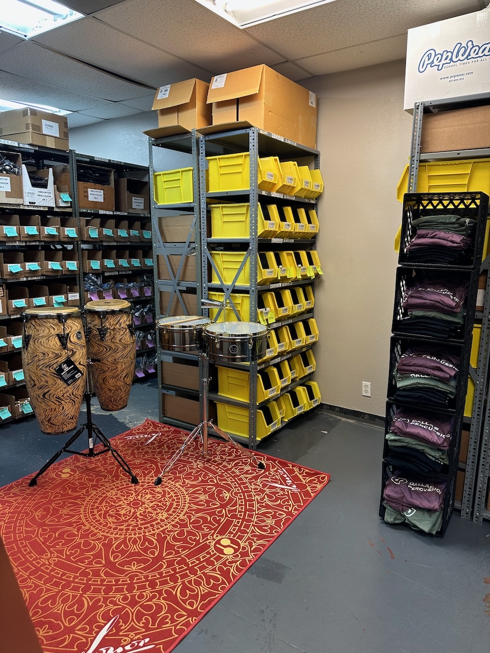 Drum thrones and pedals at Dallas Percussion