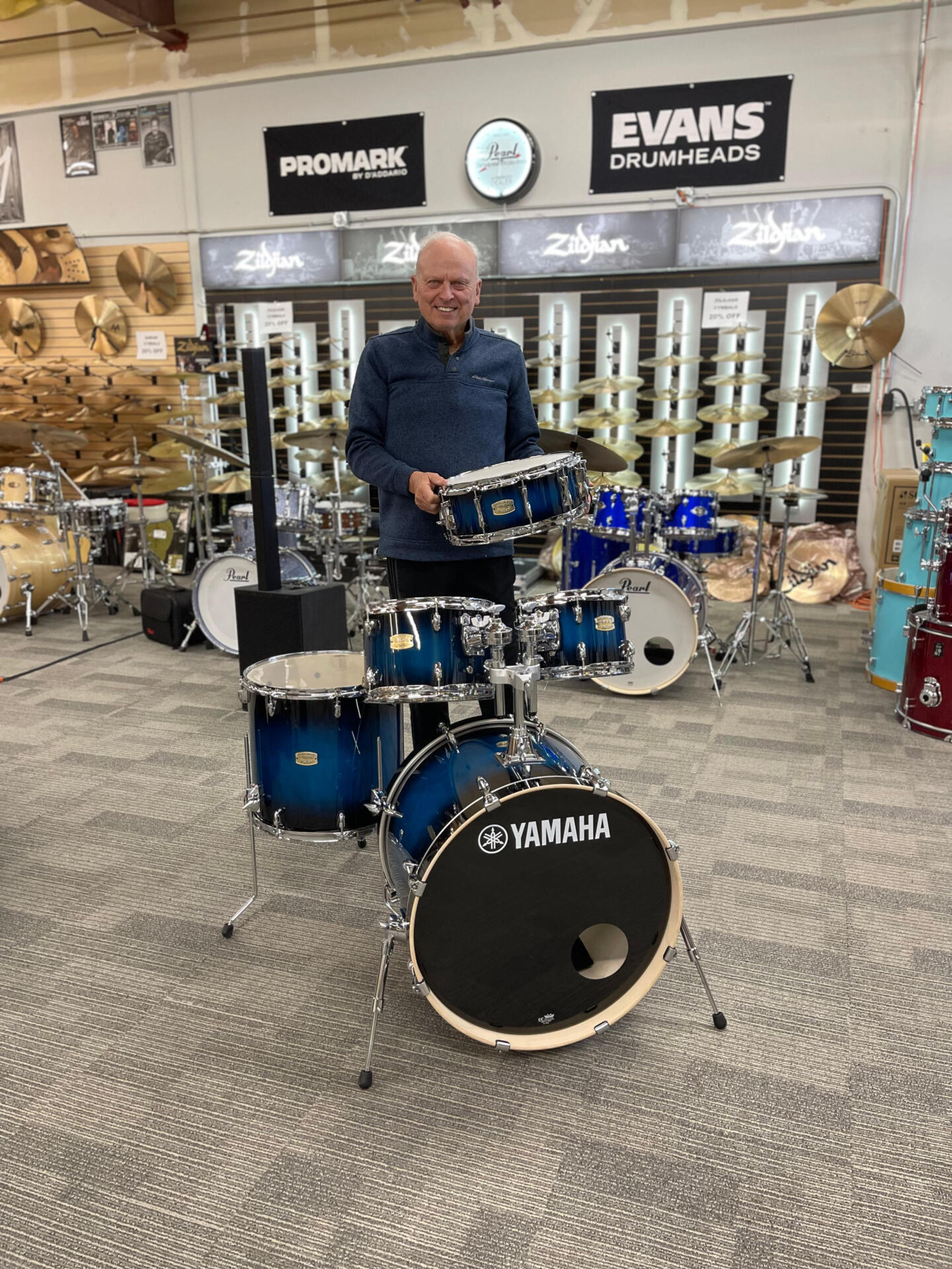 Drum kits on display at Denver Percussion