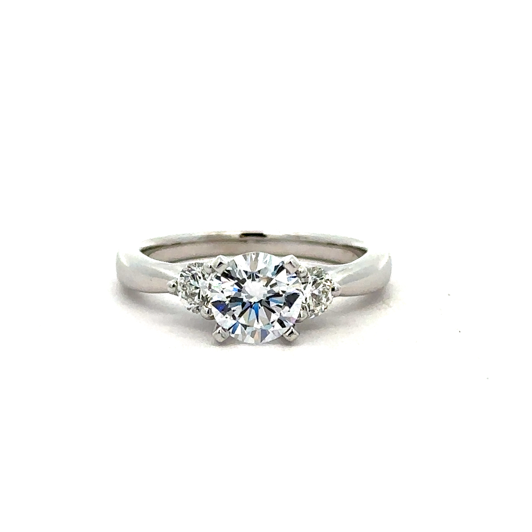 14K White Gold Diamond Semi Mount, two round diamonds .41ctw with Color of G-H, Clarity of VS1, Contact Store for center stone options