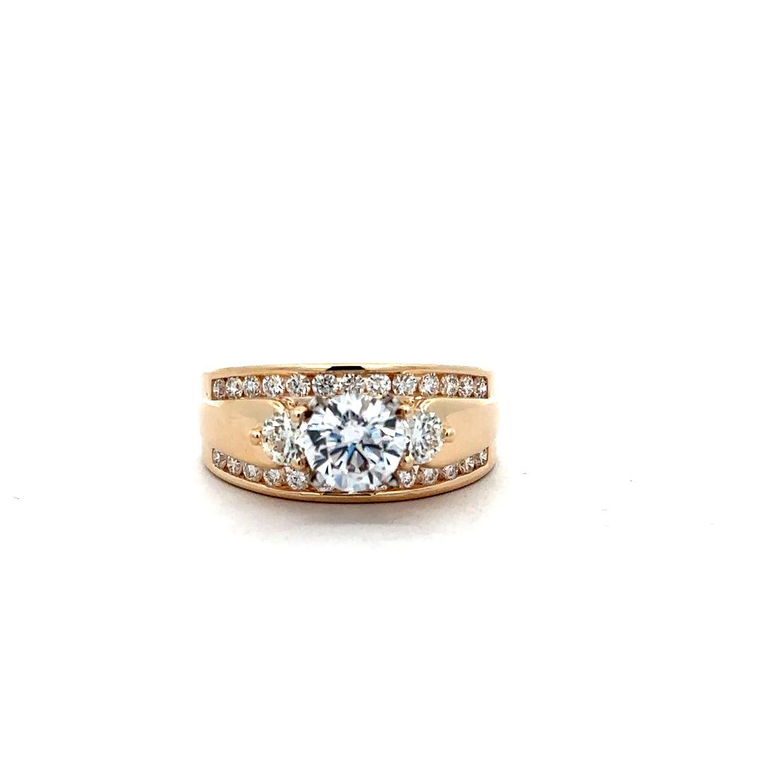 14K Yellow Gold Diamond Semi Mount, .90ctw Diamonds with Color of G-H, Clarity of VS1, Contact store for center stone options