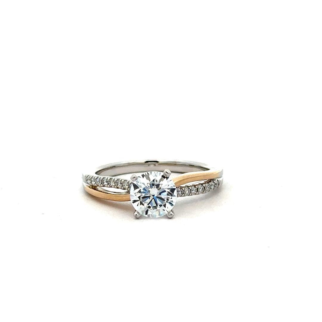 14K Yellow and White Gold Diamond Semi Mount, .10ctw Diamond accents with Color of G-H, Clarity of VS1, Contact store for center stone options