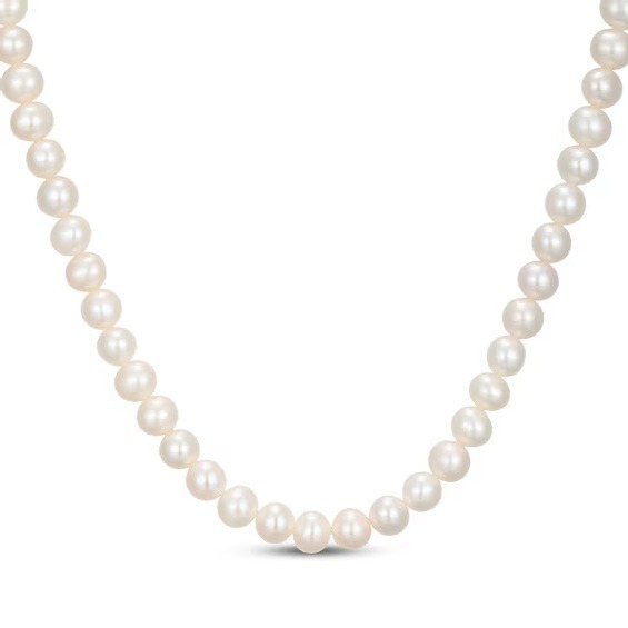 17.5 Pearl Strand 6mm pearls, individually knotted with 14K Yellow Gold Clasp 