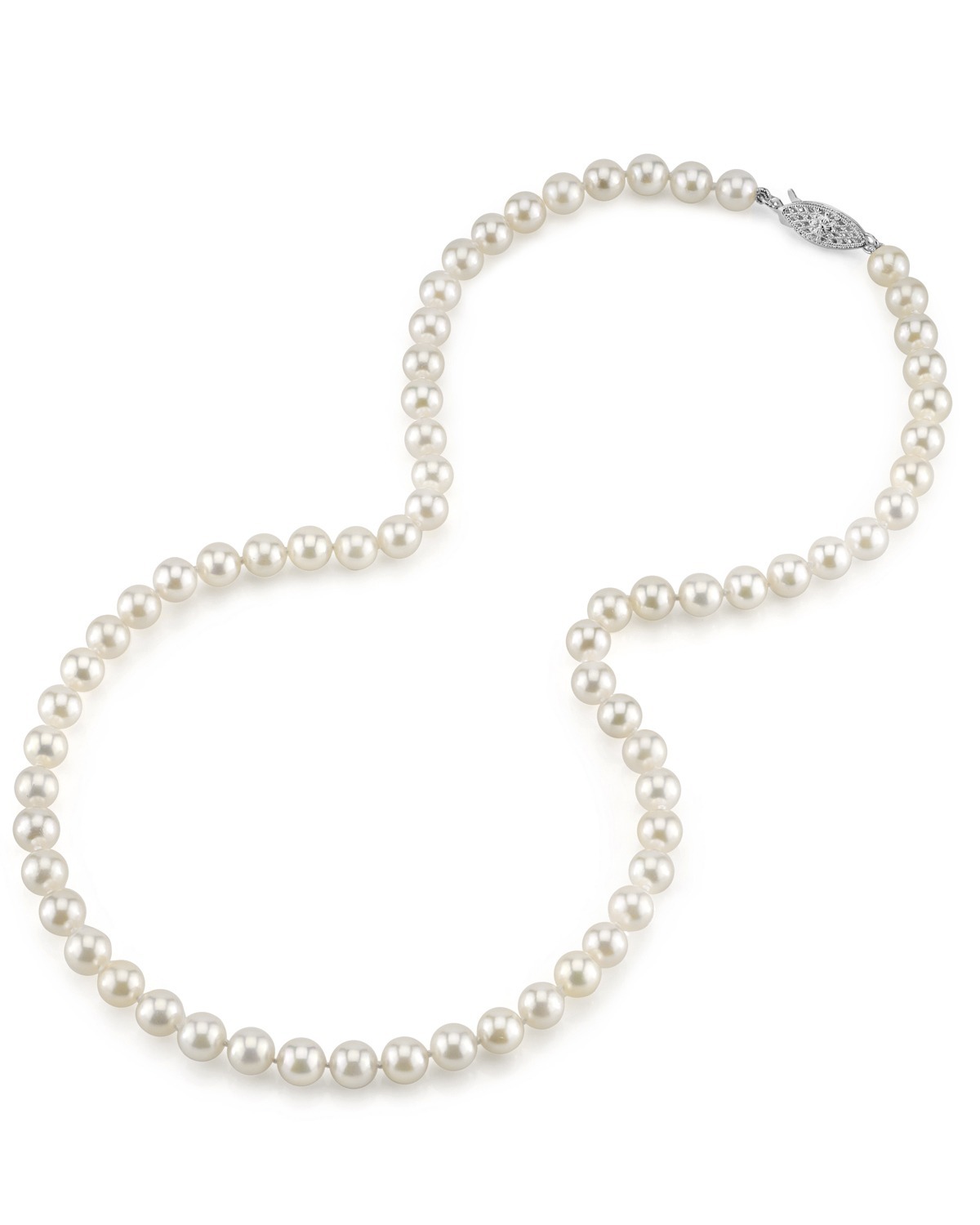 17.5 Pearl Strand 7 mm pearls, individually knotted with 14K White  Gold Clasp 