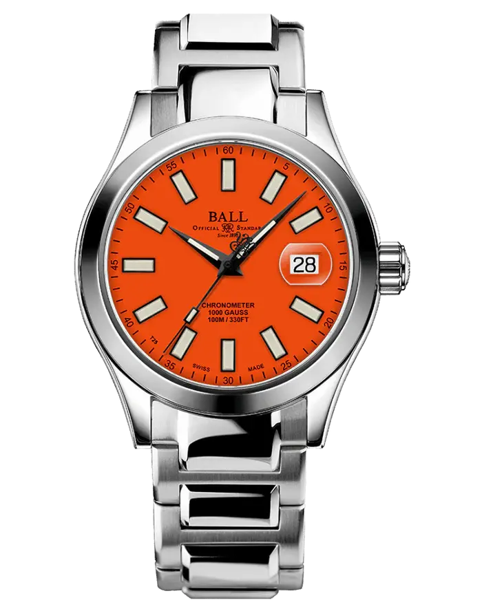 Ball Watch, Engineer III Marvelight Chronometer, 40mm Orange, 904L stainless steel, sapphire crystal, Water resistant 100m/330ft, 