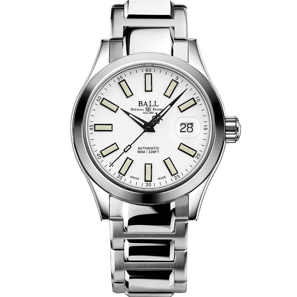 Ball Watch, Engineer III, Marvelight Chronometer, 40mm White, Water Resistance 100m/330ft, Stainless Steel, Anti-reflective sapphire crystal, 5,000Gs shock resistance, 14 micro gas tubes