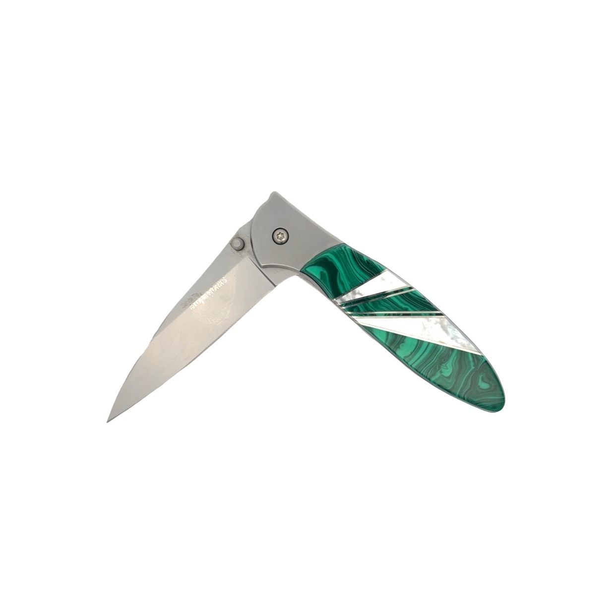 Knife, Kershaw Leek Stainless Blade, Malachite with Mother of Pearl handle - No Discount 