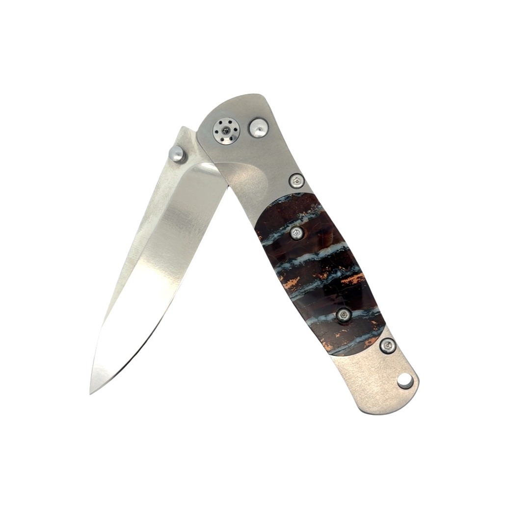 Knife Titanium- Tesoro - Woolly Mammoth Tooth 3 1/2 Button Lock Knife - No Discount 