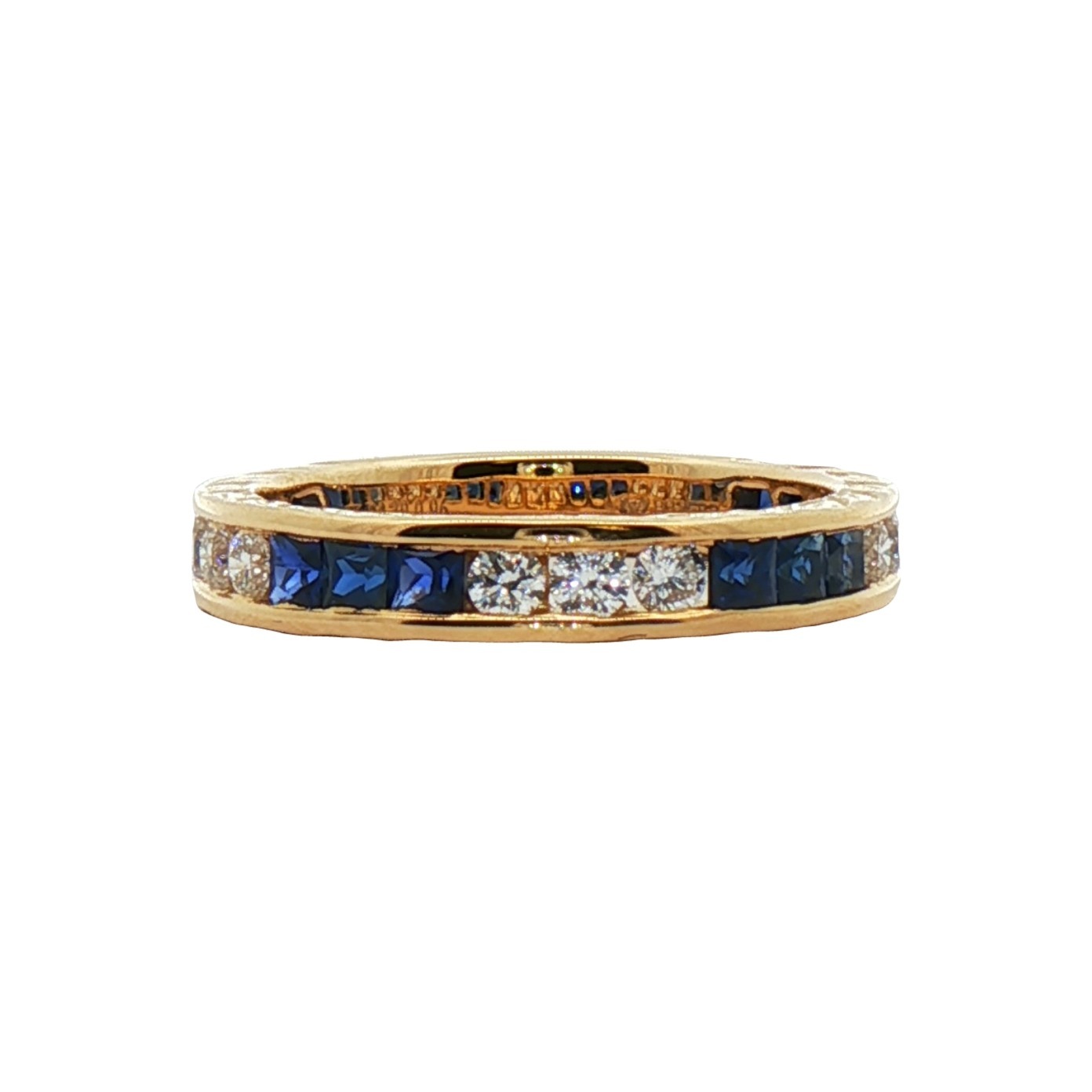 Sapphire Diamond ring, .96ctw Princess cut Sapphires, .39ctw Round Diamonds set in 14K Yellow Gold Band 