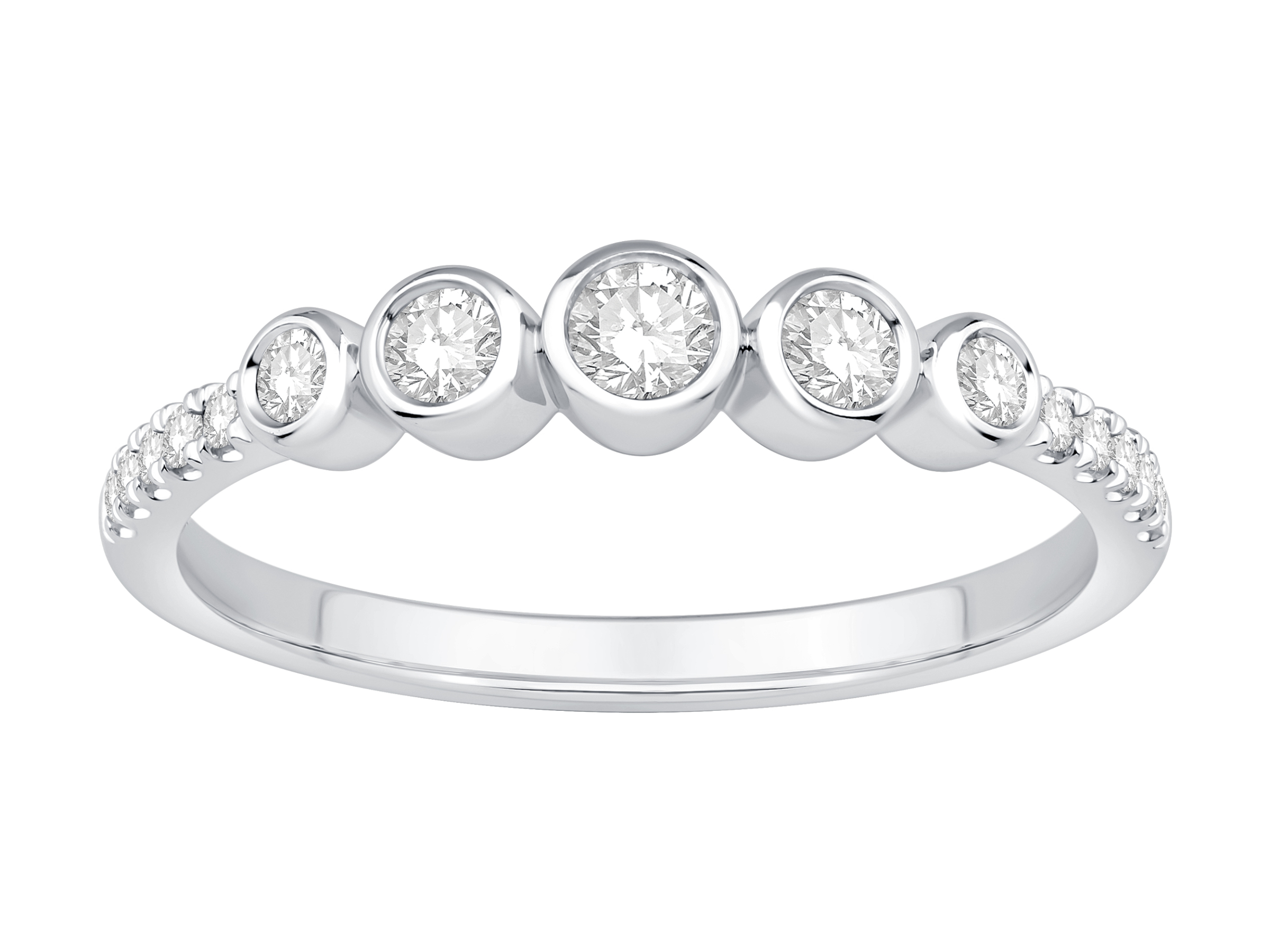 14 Karat White Gold Band with Bezel and Prong Set Diamonds .33 TDW 