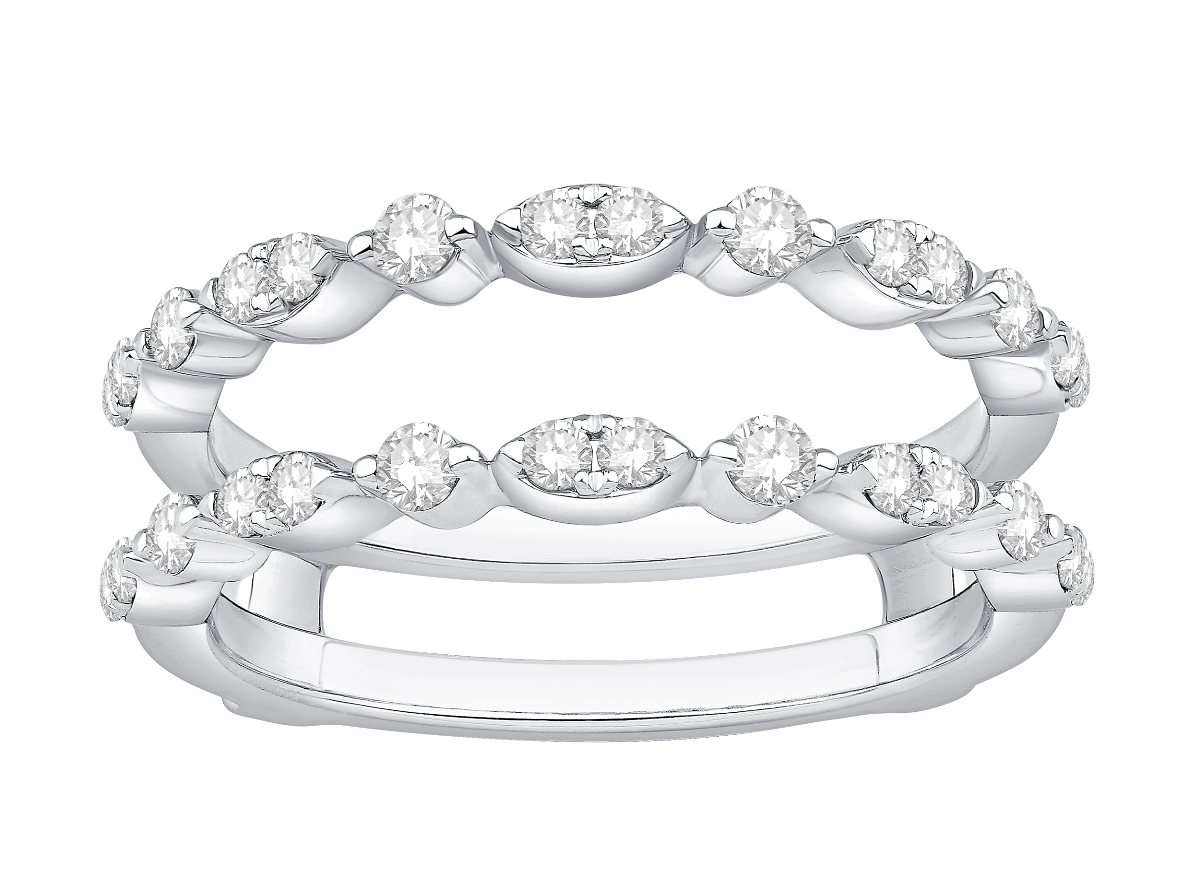 14 Karat White Gold Diamond Dropguard .50 TDW with Marquise and Round Diamonds 