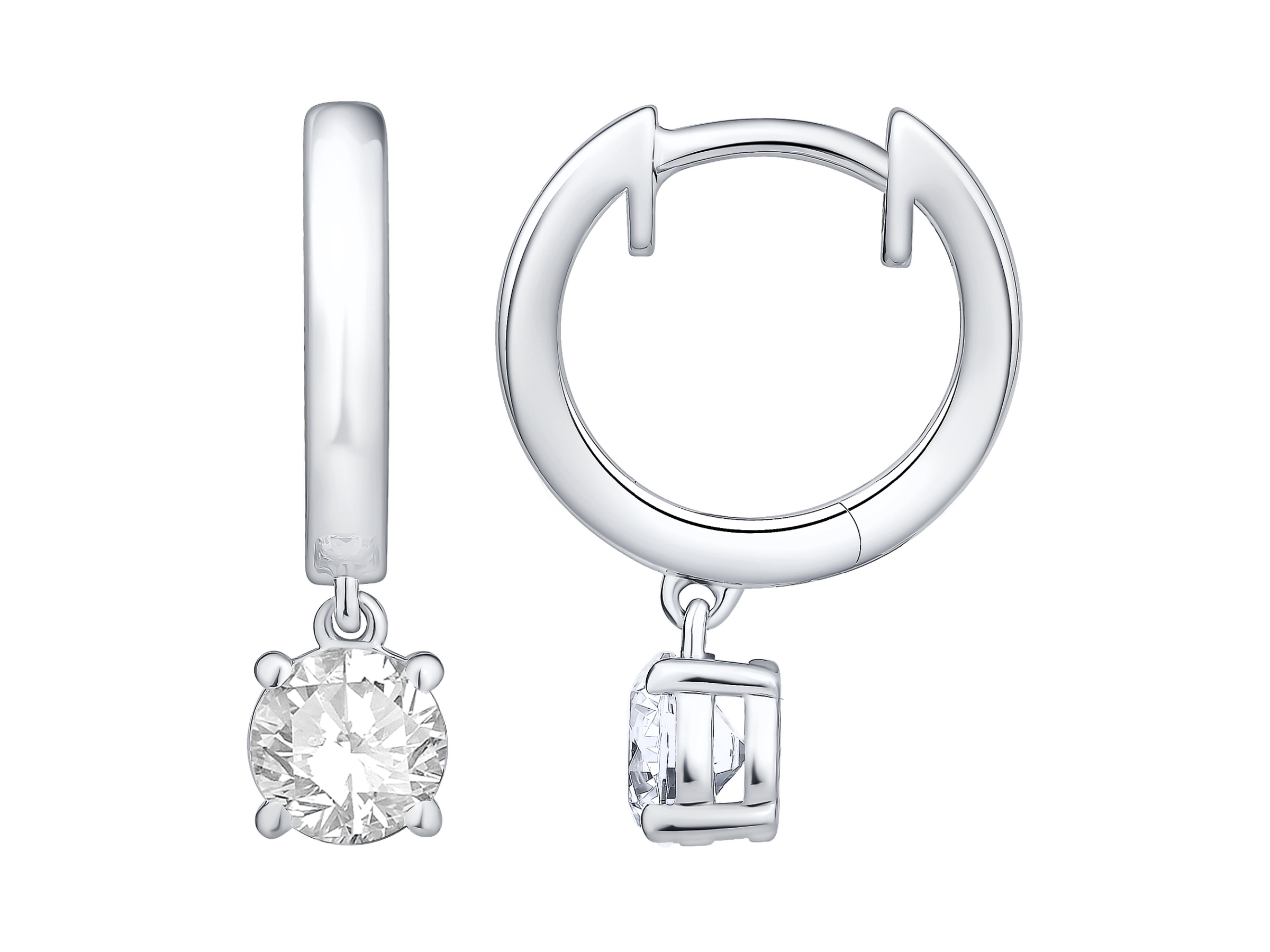 14 Karat White Gold Huggie Earring with Prong Set Lab Grown Diamond 1 CT TDW 
