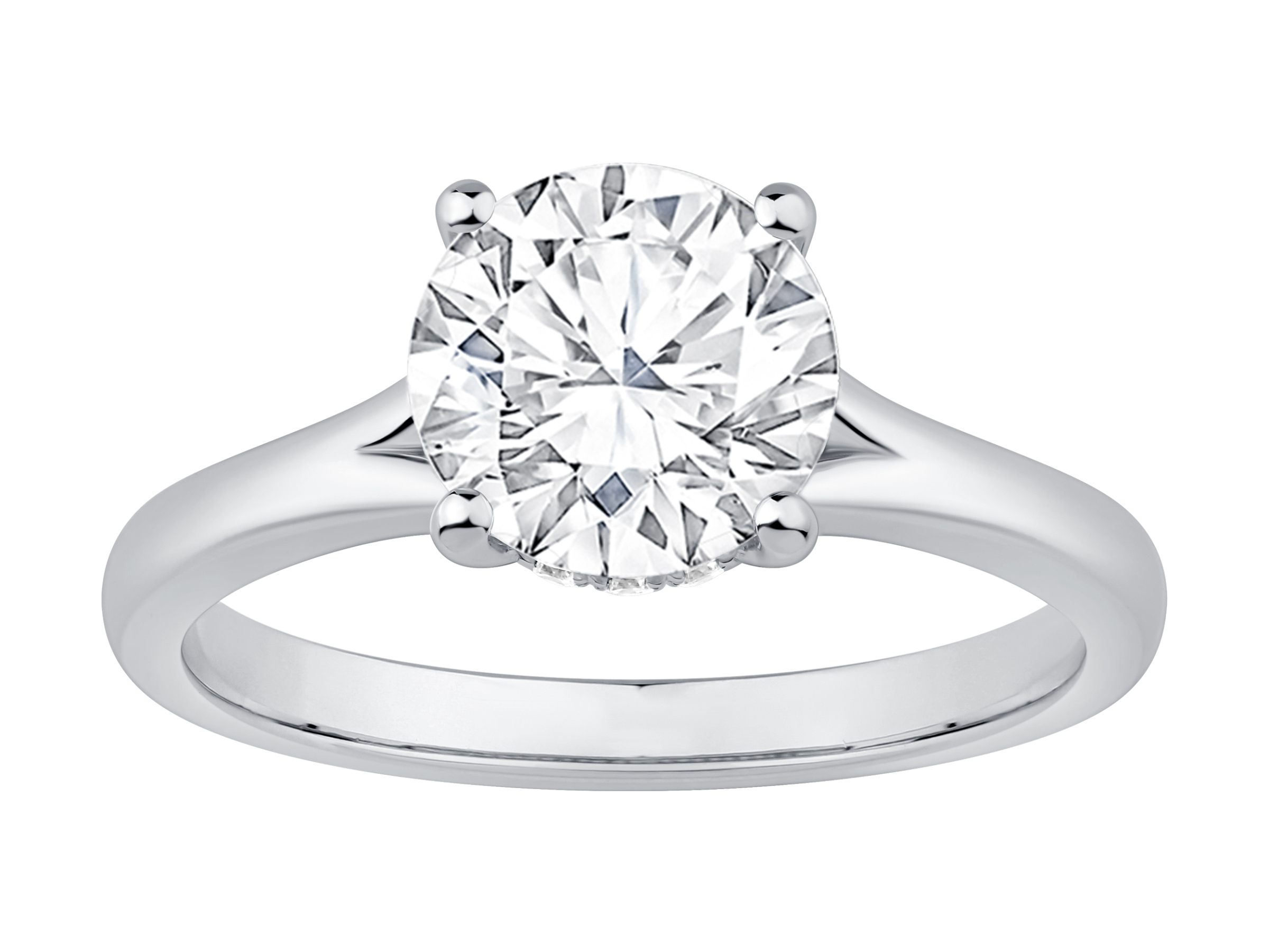 14 Karat White Gold Lab Grown Diamond Round Solitaire Engagement Ring 2 CT Center, 2.13 TDW LAB 