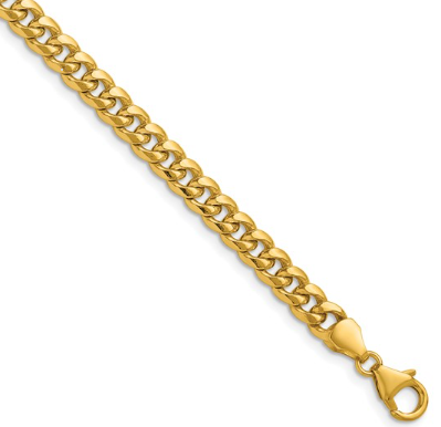 14 Karat Yellow Gold 5.4 MM Semi Solid Domed Open Link Bracelet 8.5
