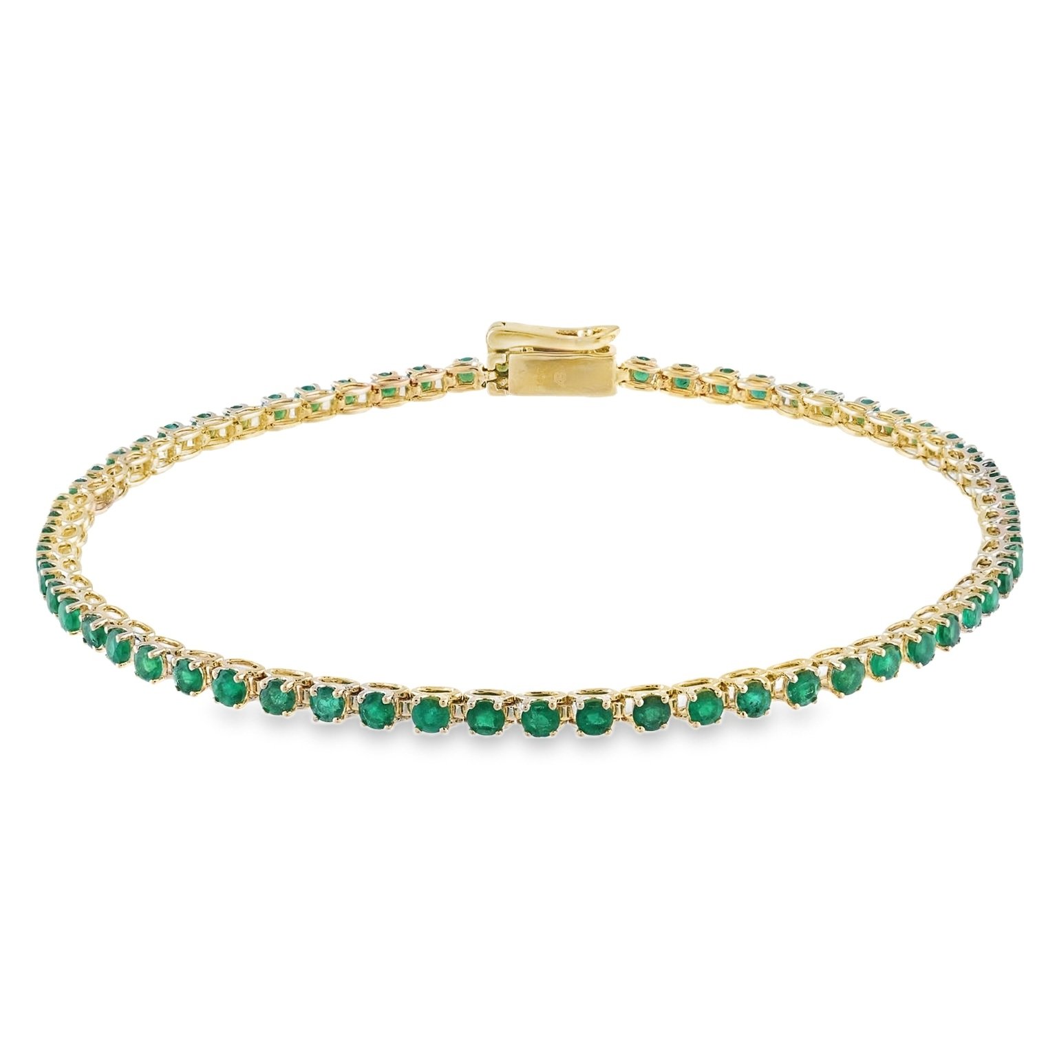 14 Karat Yellow Gold Emerald Bracelet 2.55 CT TGW 