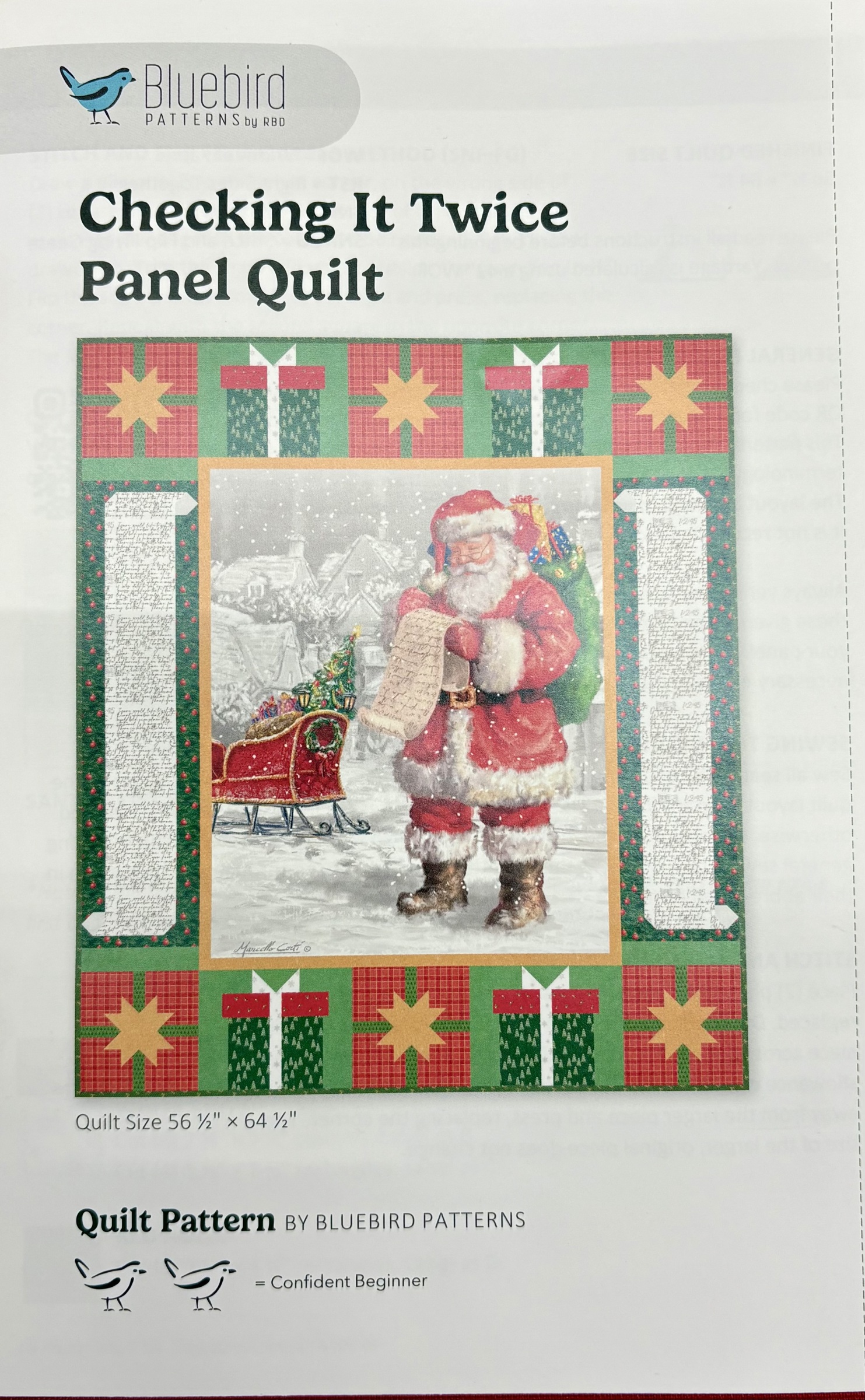 Checking It Twice Panel Quilt Kit 56 1/2x 64 1/2