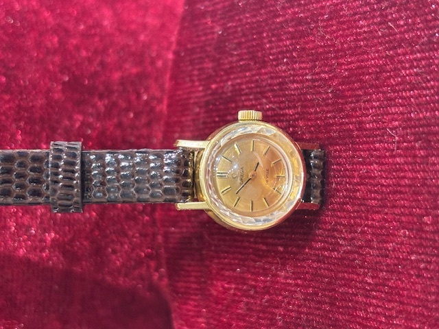 18K Yellow Gold Omega De Ville Winding Watch, Vintage. Complete Overhaul,  New Balance Staff & Leather Band! Estate Collection