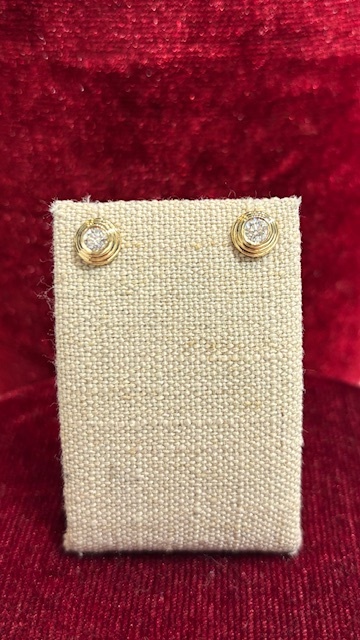 Bullseye! No Misses! Triple Bezel Natural Diamond Studs in 14-Karat Yellow Gold, 2D=.45CTTW, G/SI
