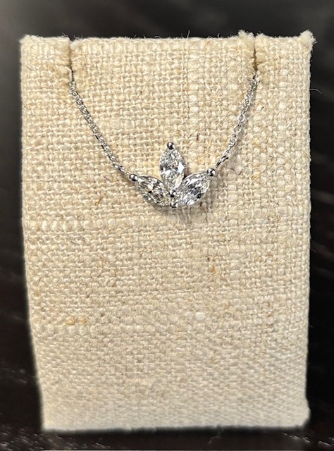 Lotus Flower Diamond Necklace in 14-Karat White Gold. 3 Marquise Diamonds =.71CTTW. G-H,SI1. 16 Length