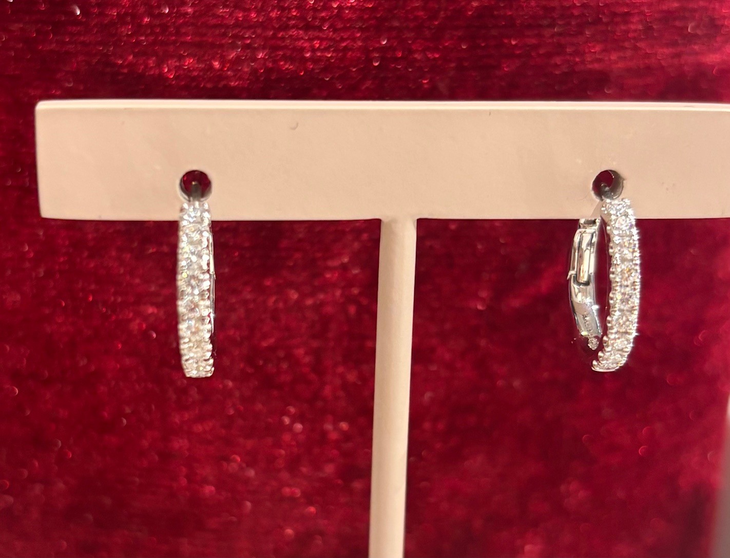 Our Famous Signature Hinged Back Natural Diamond Hoops in 18-Karat White Gold, 18D=.37CTTW G/VS2-SI1