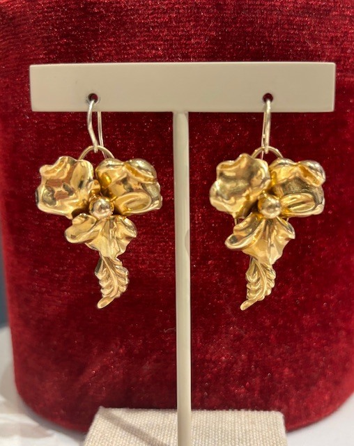 Vibes on Vibessss! Fabulous 10K Vintage Flower-Style Drop Earrings, Estate Collection