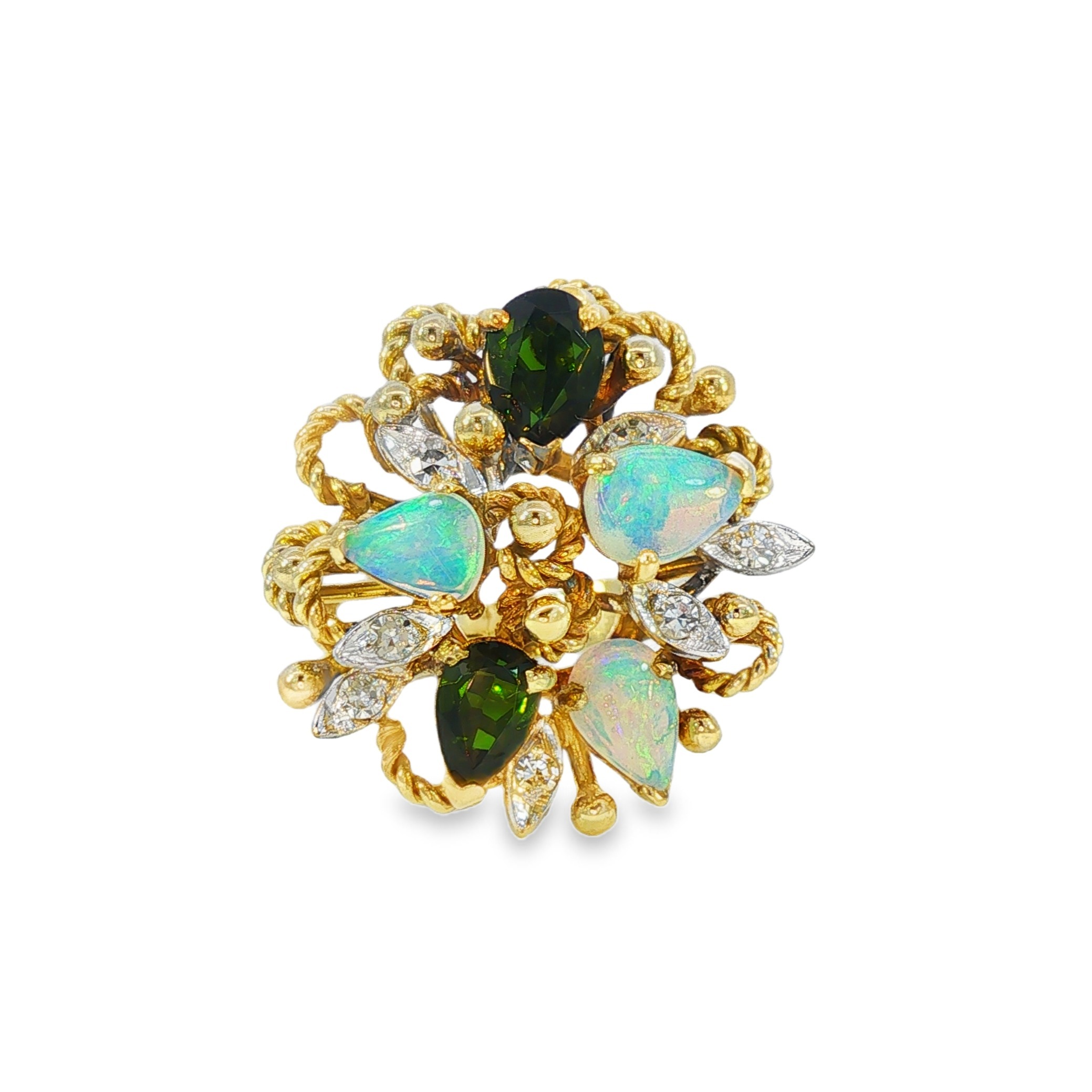 14K YG OPAL 1.35tcw Pear GTOUR 0.85tcw Pear DIA 0.35tcw Regency