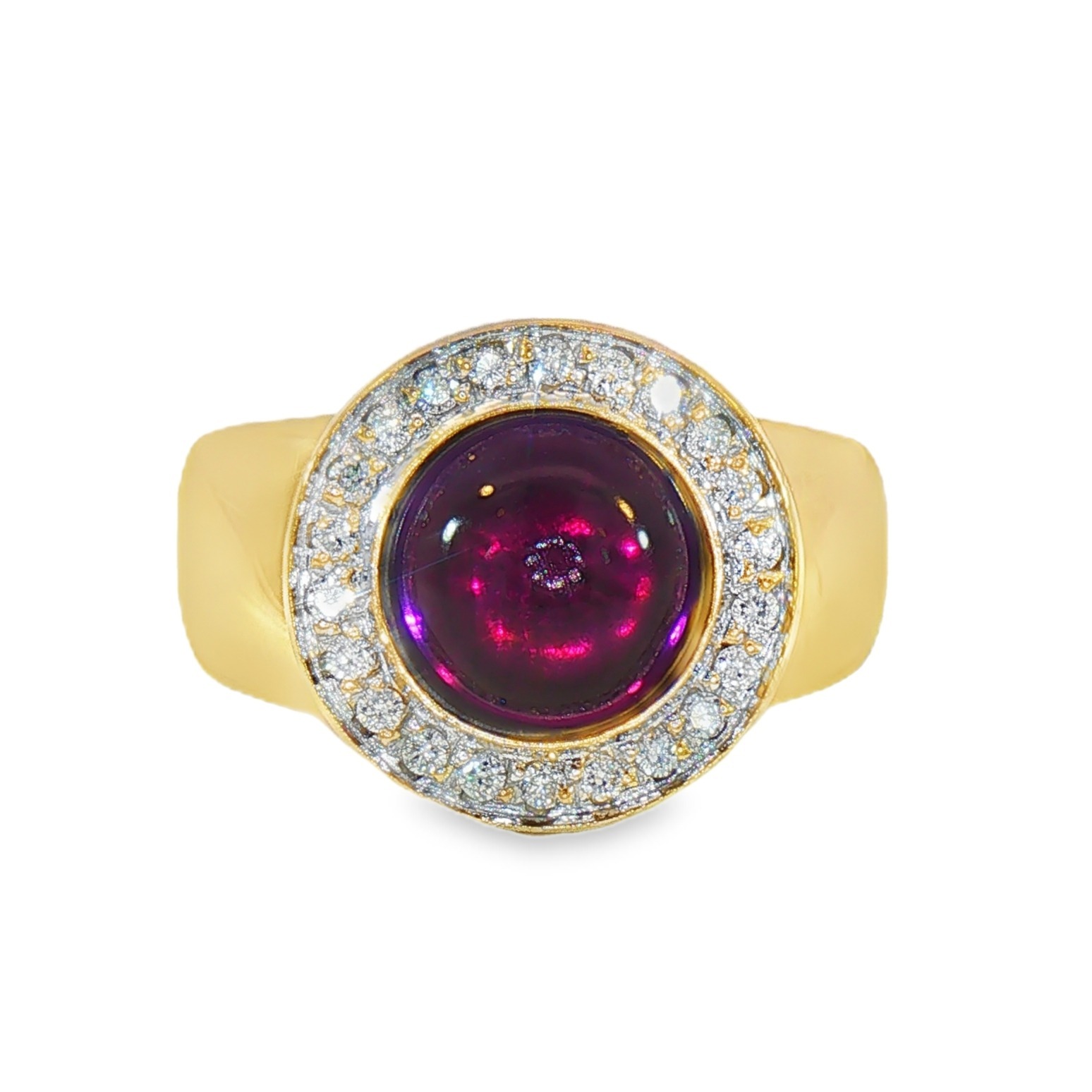 18K YG AMY 2.80ct Cab. DIA 0.26tcw Halo Vintage