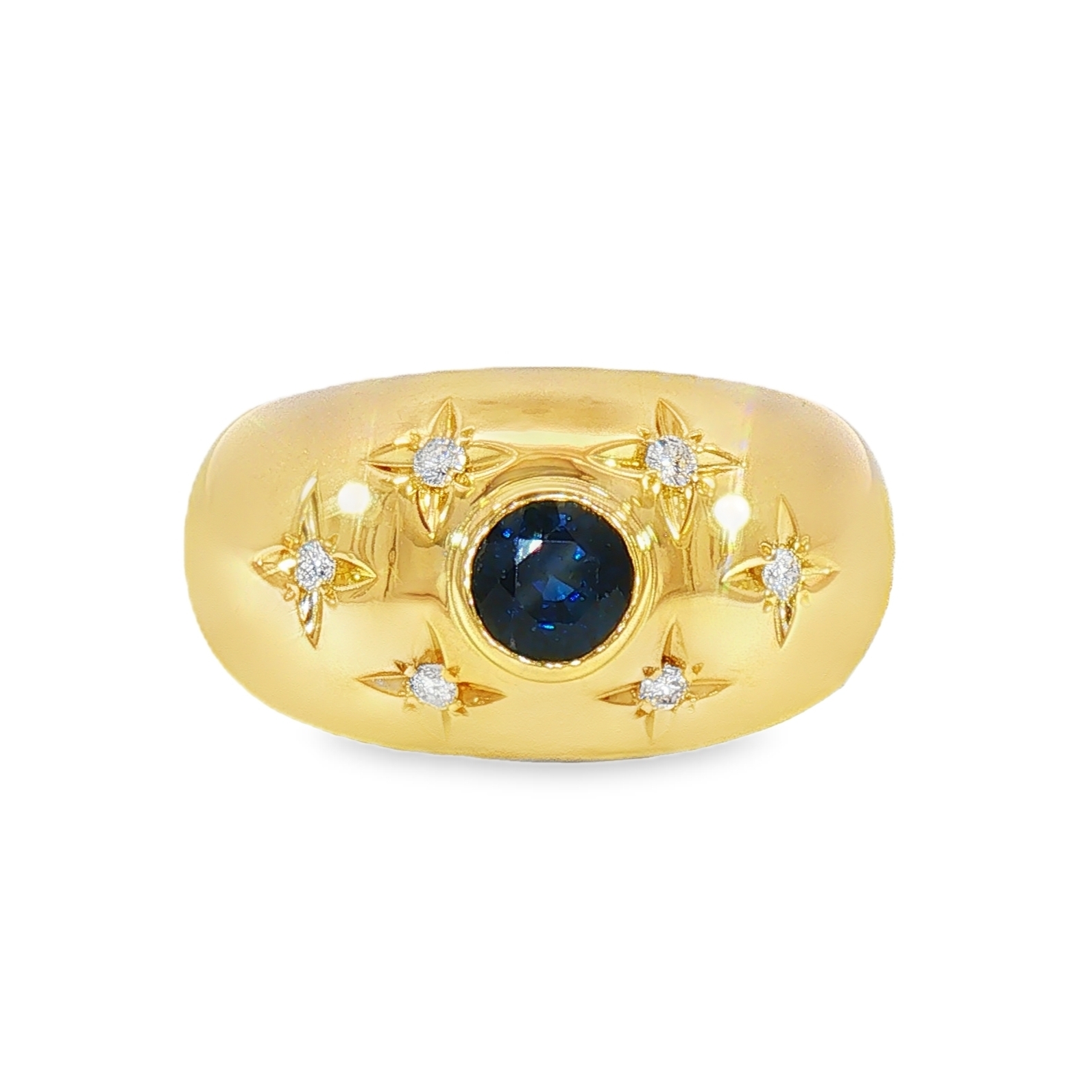 18K YG BSAP 0.55ct DIA 0.06tcw Dome and Stars Vintage