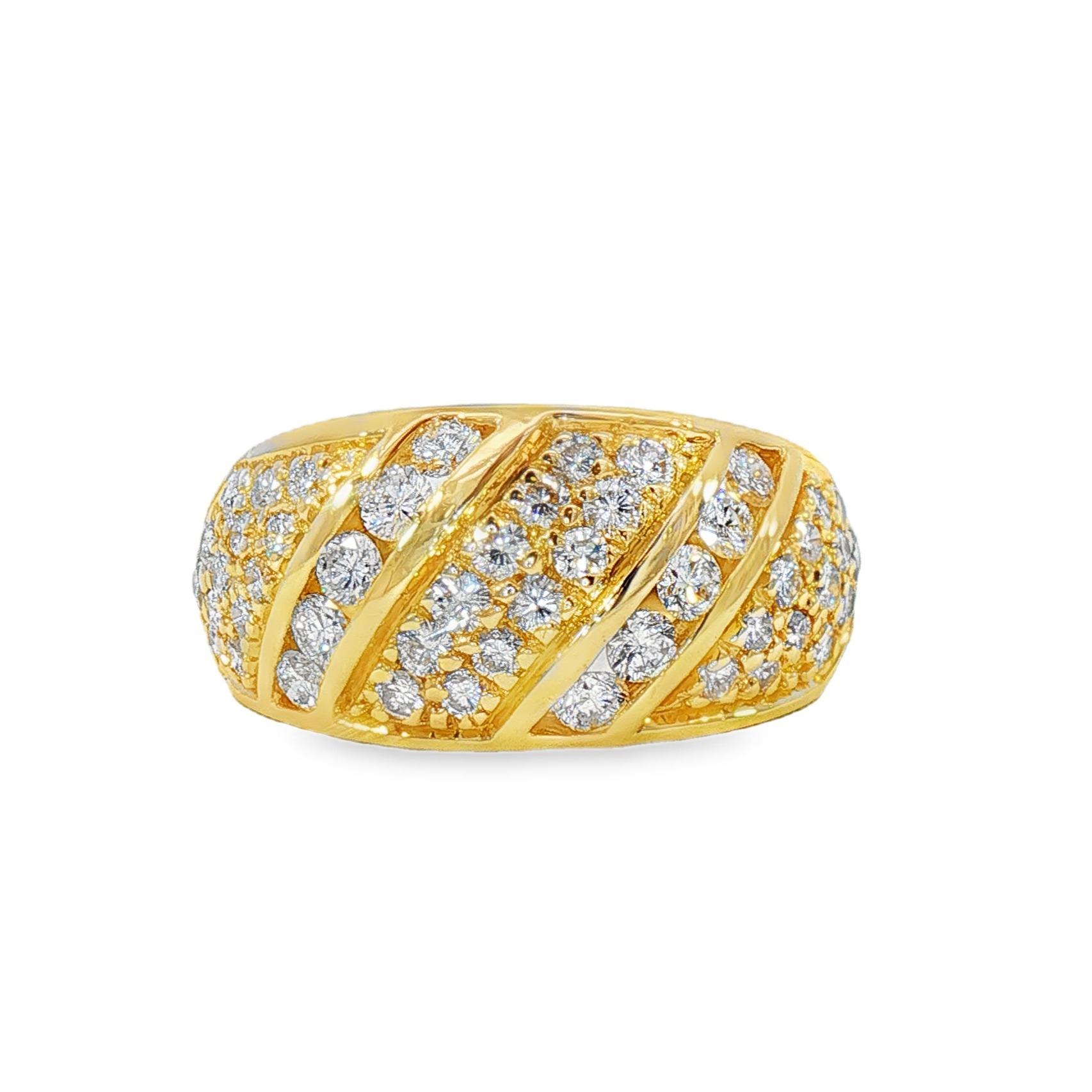 18K YG DIA 0.70tcw Striped Pave on Dome Vintage