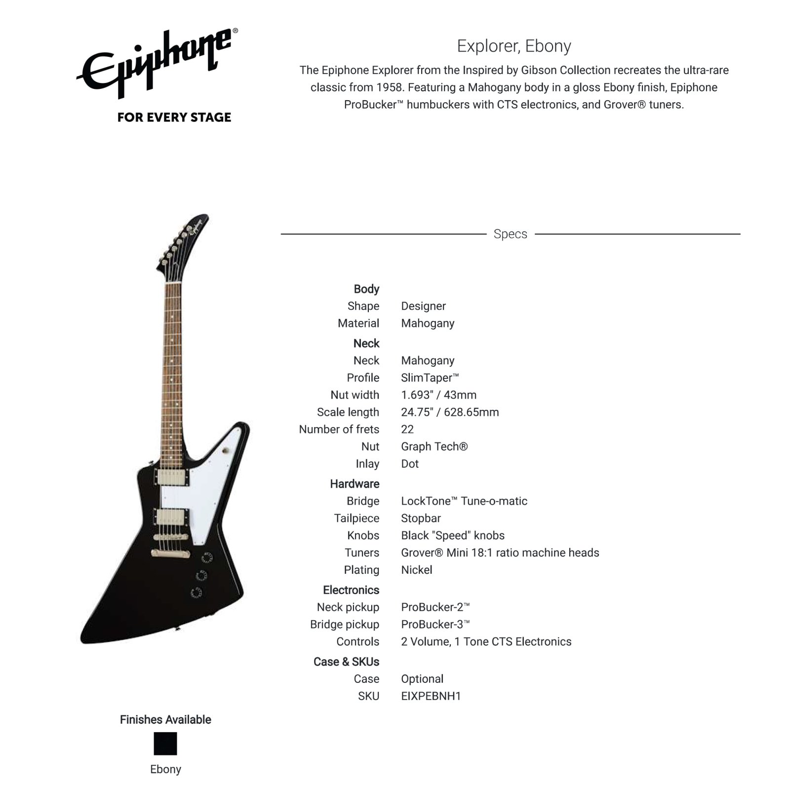 Epiphone Explorer - Ebony - 711106478319