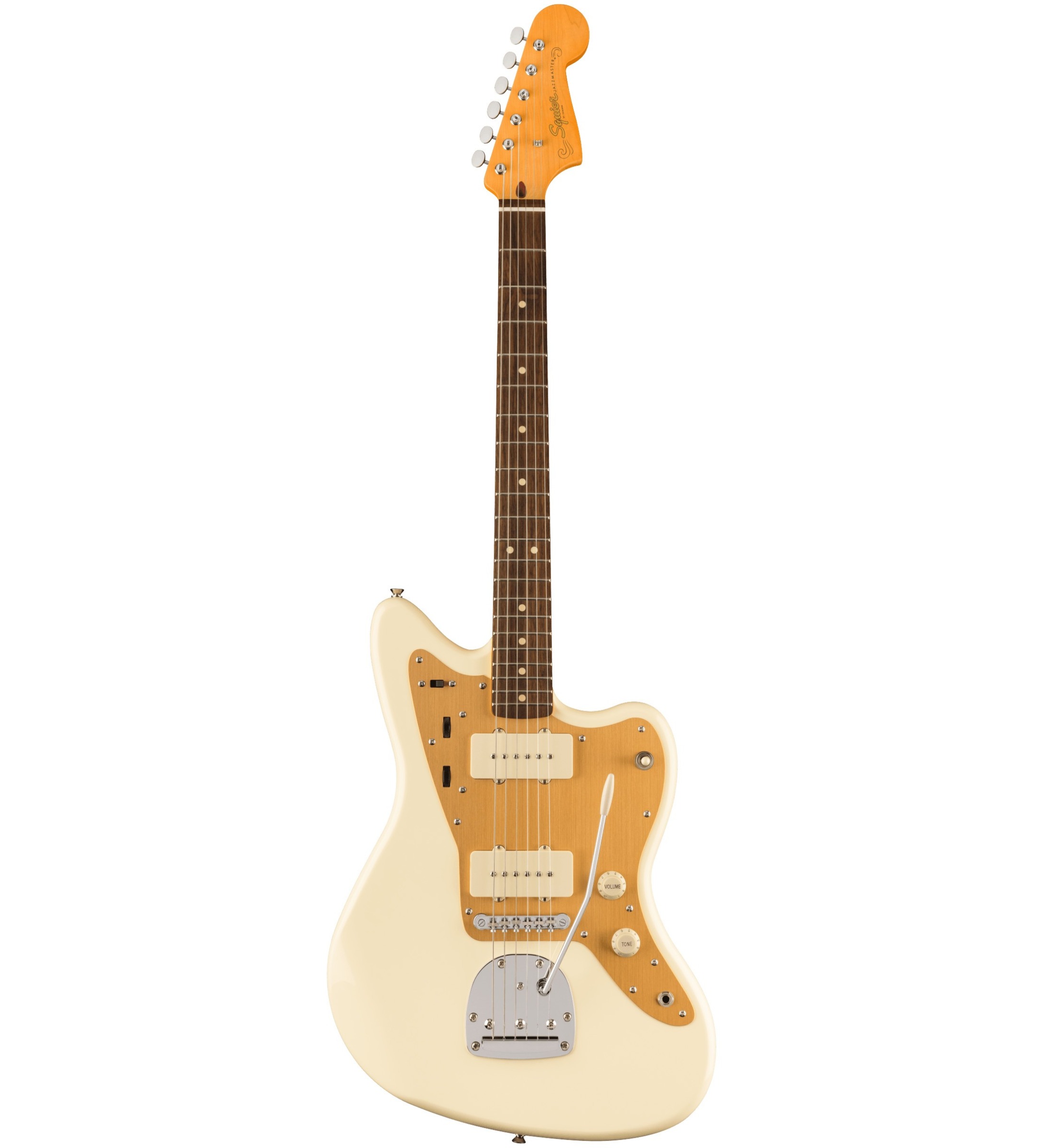 Squier J Mascis Jazzmaster Laurel Fingerboard Gold Anodized Pickguard Vintage White