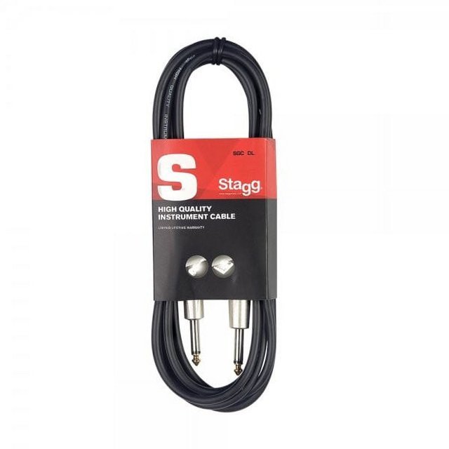 Stagg 20ft Instrument Cable .25 Male to Male Black