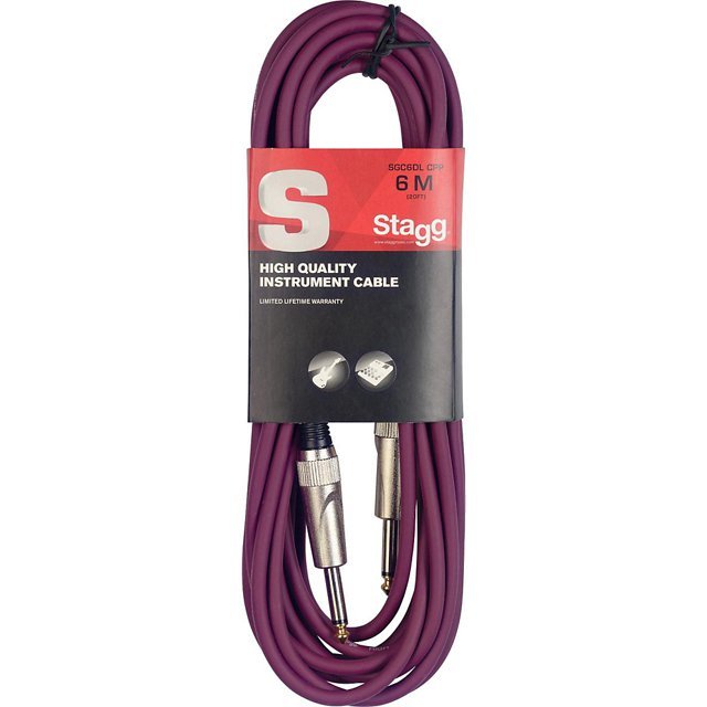 Stagg 20ft Instrument Cable .25 Male to Male Purple