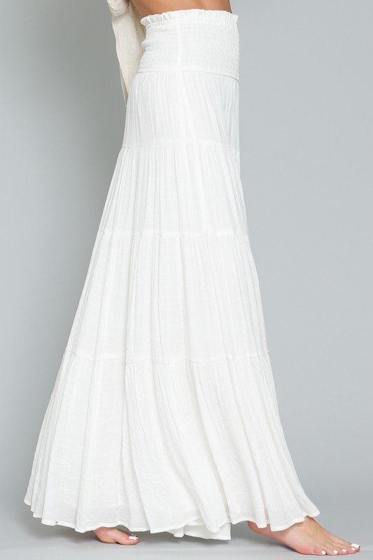 Tiered Smocked Waist Maxi Skirt - 25353