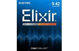 Elixir Nanoweb Coated Electric Guitar Strings w/ Anti-Rust Plated Plain Steels 9-42