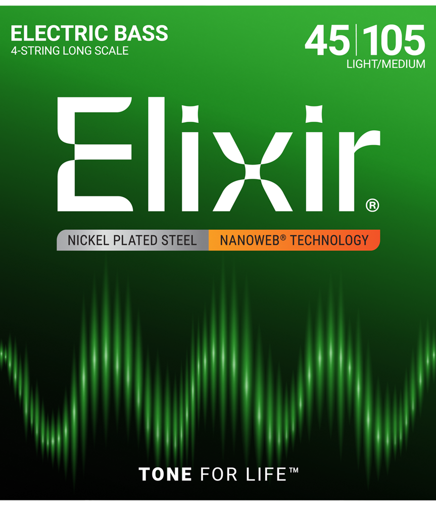 Elixir Nanoweb Nickel-Plated Steel Electric Bass Strings, 4-String Medium Light 45-105