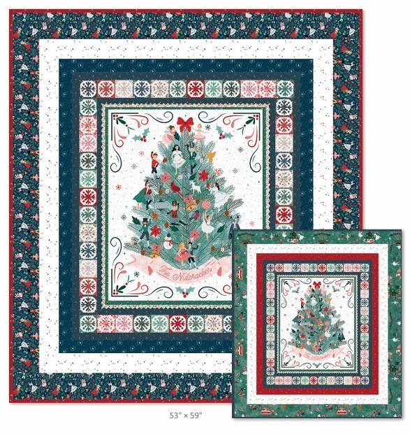Nutcracker Panel Quilt Kit 53 x 59 - NAVY Colorway