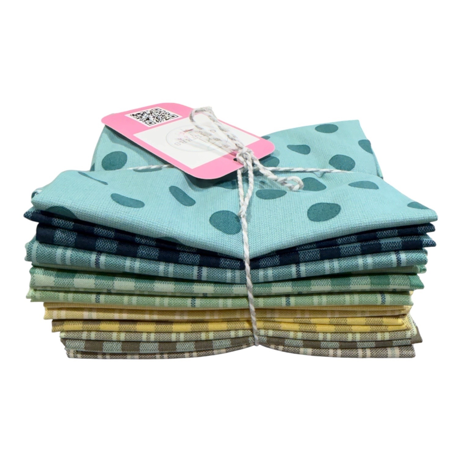 Quiltessential by Laundry Basket Quilt Curated Blue and Green Fat Quarter FQ Bundle 13 pcs 