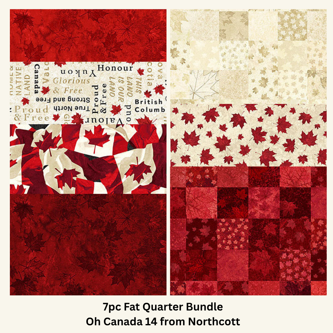 7-Piece Fat Quarter Bundle Featuring Oh Canada 14 by Deborah Edwards for Northcott