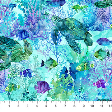 Coral Reef by Deborah Edwards/Melanie Samra for Northcott - Turtle and Fish - DP28877-66