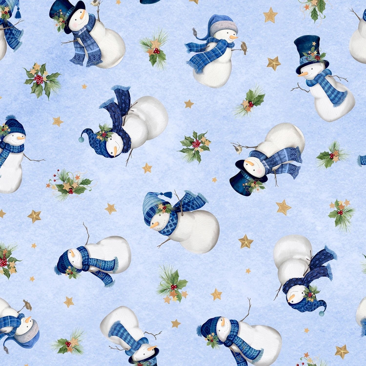 Let it Snow-Man by Danielle Leone for Wilmington - Snowmen Toss Blue - 27755-417