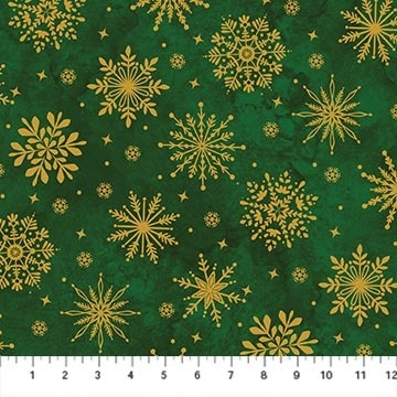 O'Christmas Tree by Deborah Edwards for Northcott - Green Snowflakes - 28960M-74