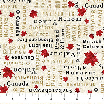 Oh Canada 14 by Deborah Edwards for Northcott - Words Beige - 29019-12