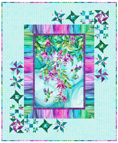 Quite Contrary Quilt Kit using Concerto Fabric from Northcott Finished size: 63 x 76