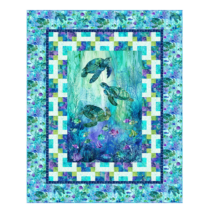 Turtle Shuffle Pattern by Kathryn Mykel Featuring Coral Reef for Northcott