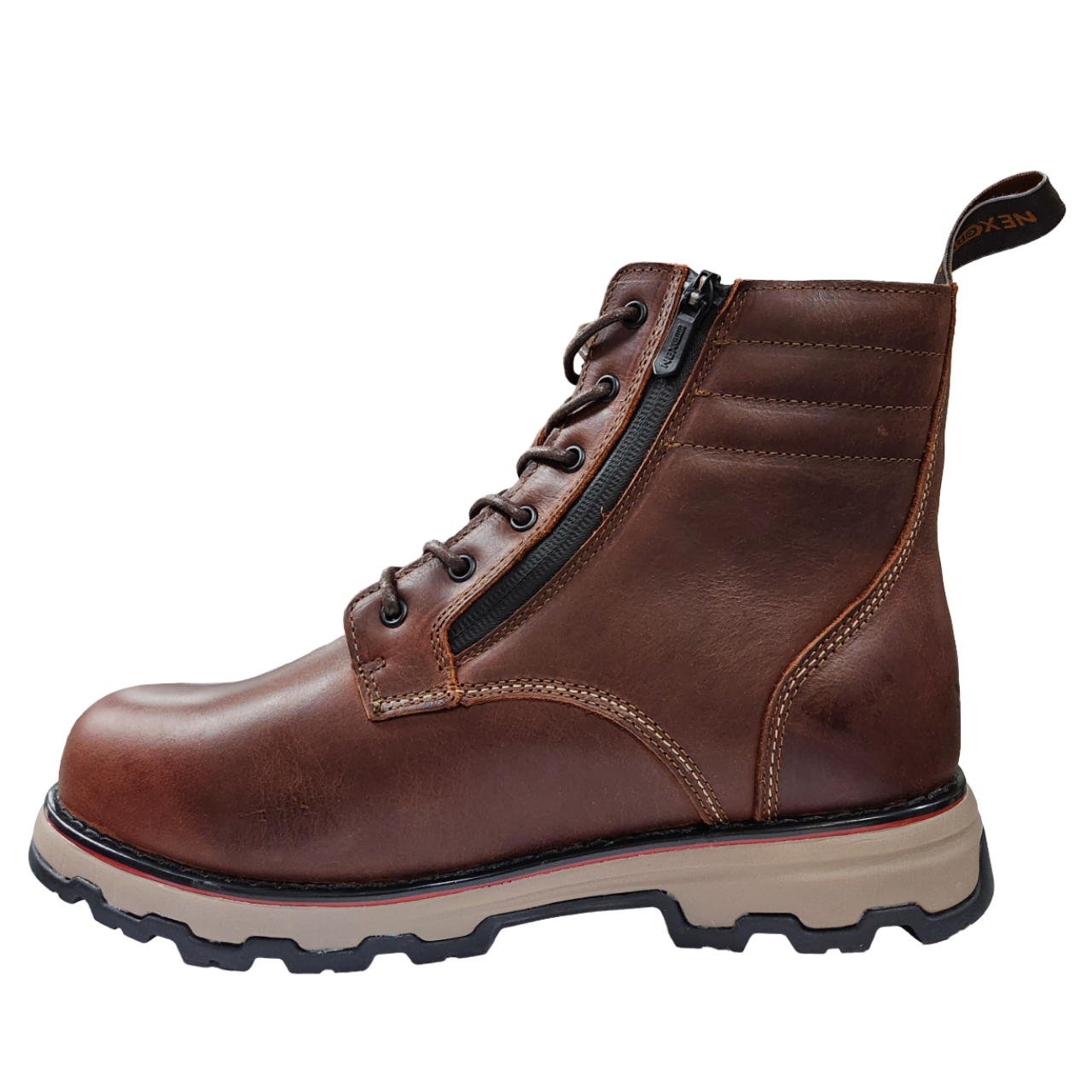 mmm21　38 NexGrip Men's Ice Whiskey Premium Leather WP 4E Wide Width - Hazelnut