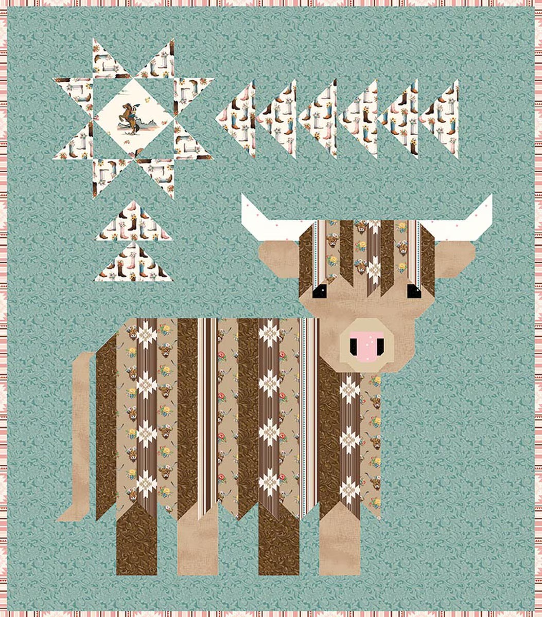 Cattle Call - a Highland Coo Quilt Kit - Size 393/4 x 49.1/4 