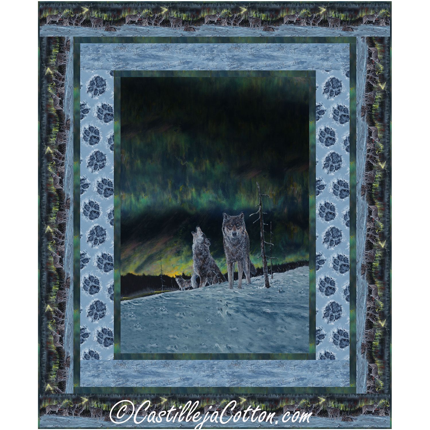 Midnight Wolves Quilt Kit for Moonlight Encounter 52 x 63 finished size 