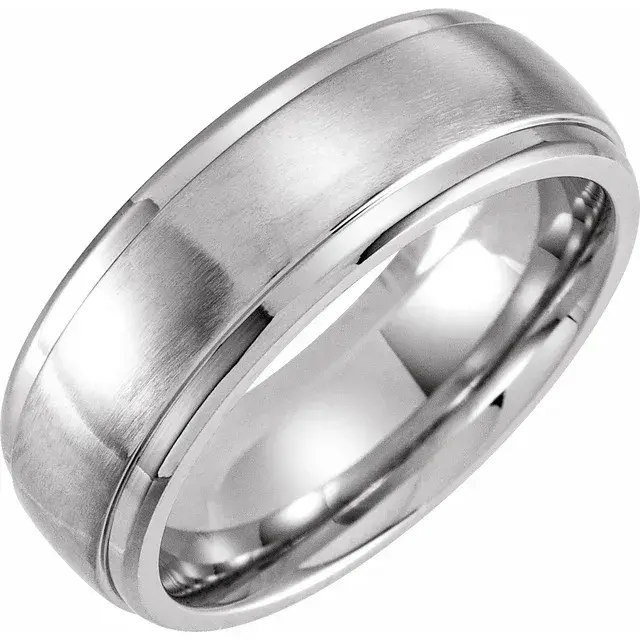 Cobalt 8 mm Stepped-Edge Comfort-Fit Flat Band Size 14