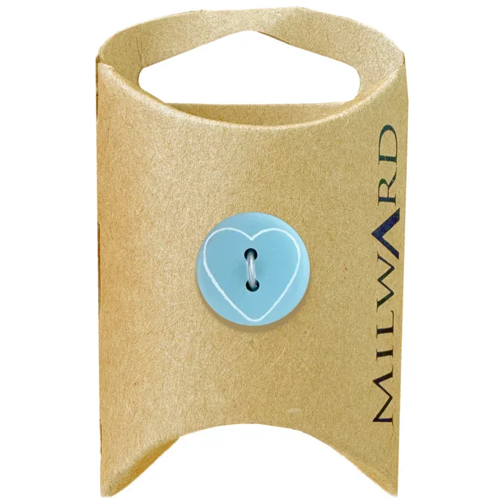 Baby Blue Polyester 2-Hole Heart Button